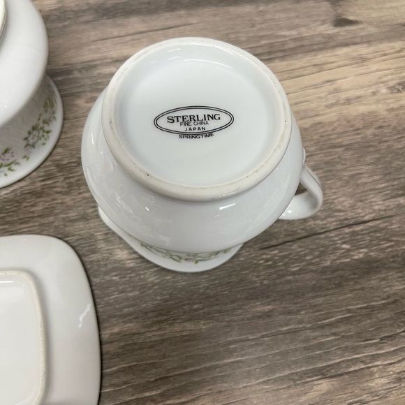 Vintage Sterling China SPRINGTIME 4 Piece Set. Creamer, Butter, Sugar, Gravy EUC - Picture 5 of 16